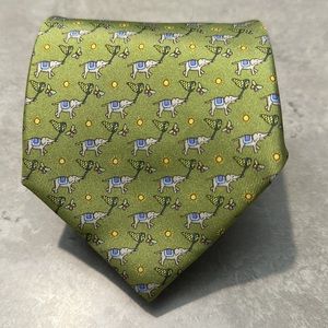 Salvatore Ferragamo Men’s Tie - Green Elephant Tie 60”
